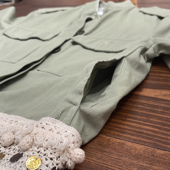 Zara Woman Outerwear bohemian fringe jacket Olive Army green XS - Picture 11 of 13